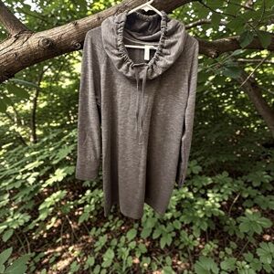 GreenTea Taupe Cowl-Neck Knit Tunic
